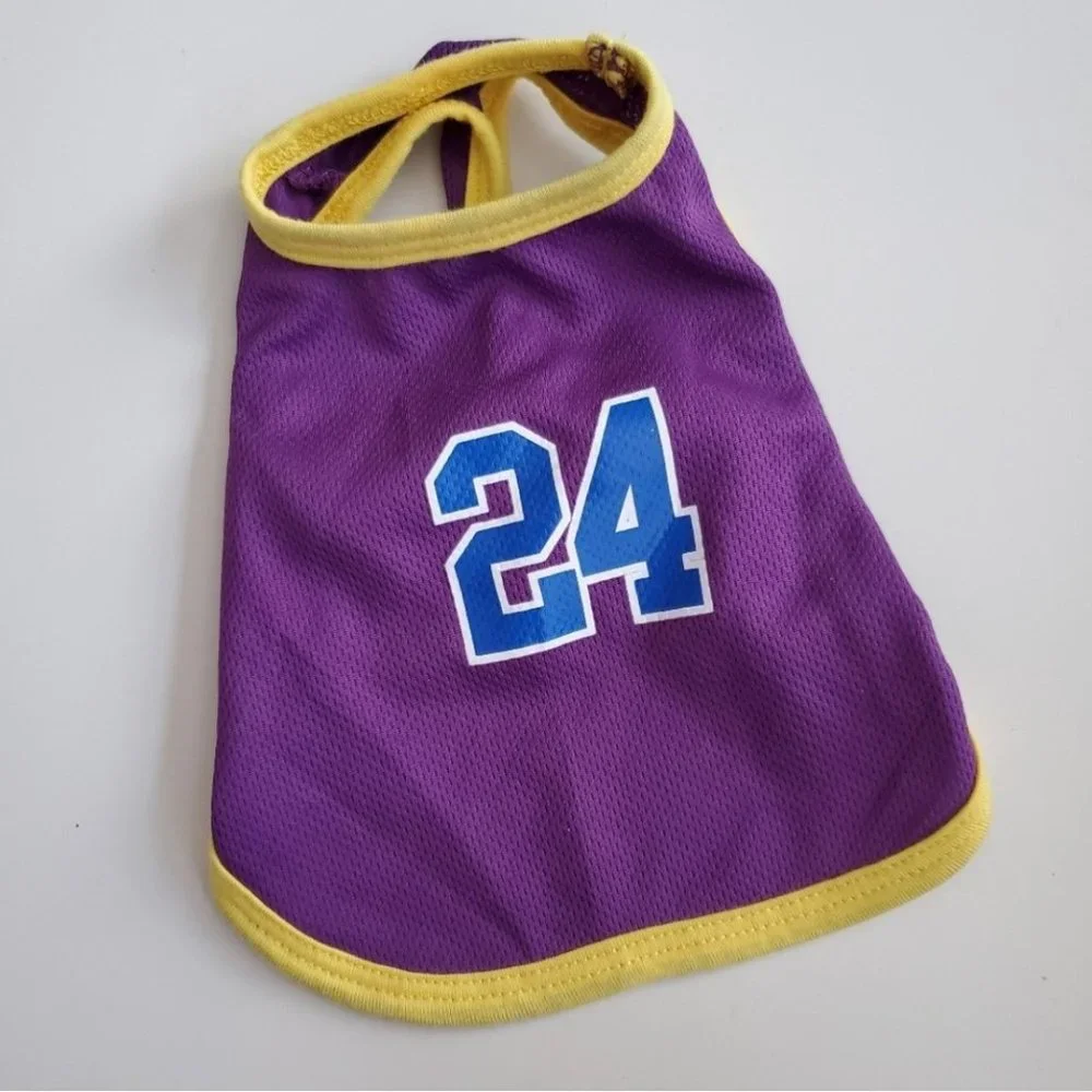 Small dog Basketball Lakers Jersey purple yellow 24